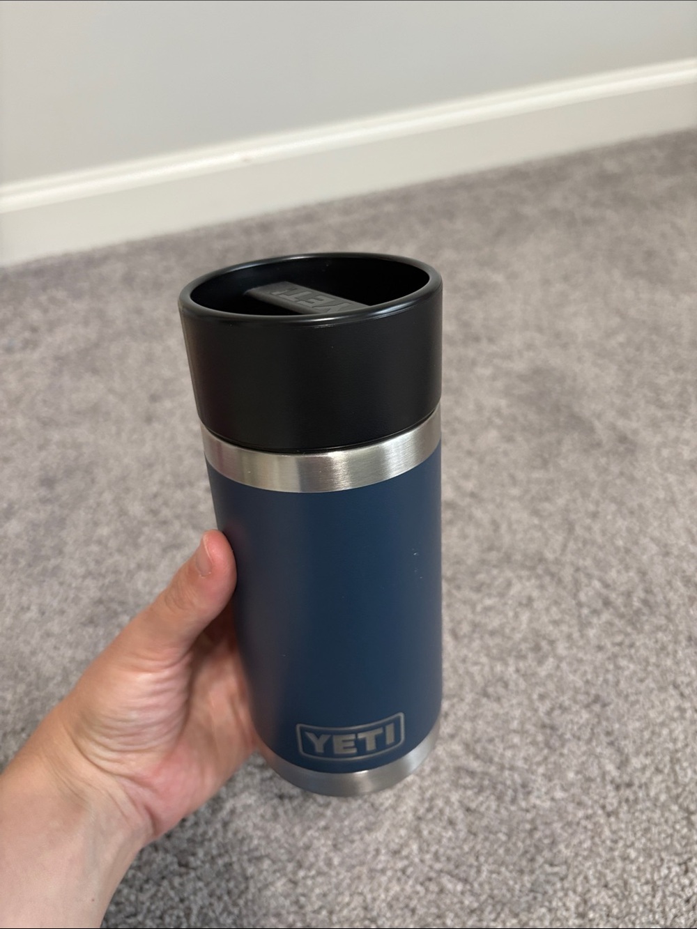 YETI Rambler 12 oz Navy Bottle with Hotshot Cap